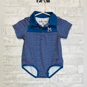 Turtle& Tees Infant Boy’s Wesley Onesie in "Sonoma Stripe Twilight" colorway